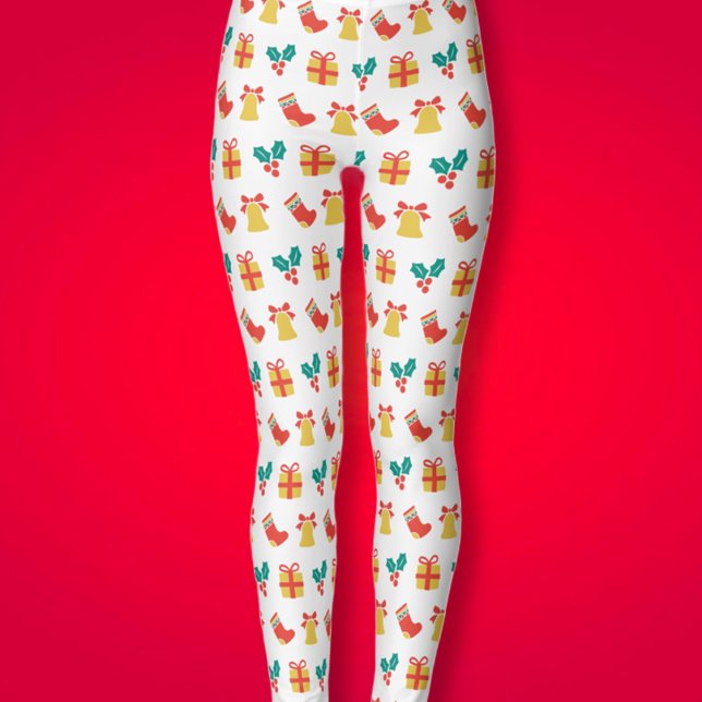 Leggings Holly Bell Stocking Rouge Blanc Vert Or Noël (Créateur téléchargé)