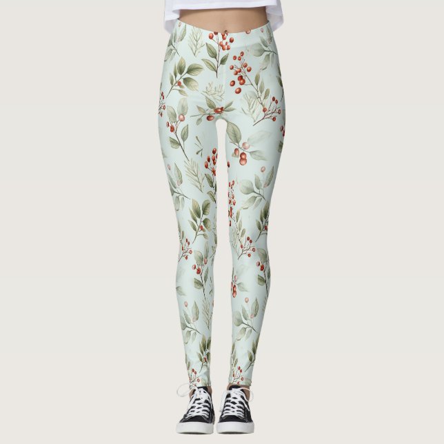 Leggings Holly Feuille et Red Berries (Devant)