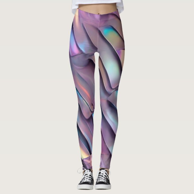 Leggings Holographie abstraite/iridescente futuriste (Devant)