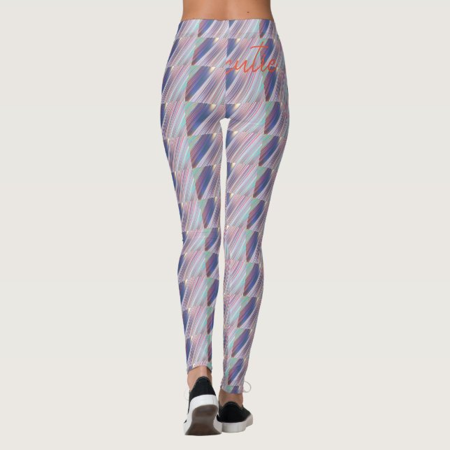 Leggings Holographique mignonne fillette rayée (Dos)