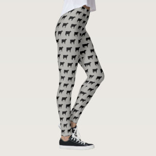Leggings Holstein Cow Silhouettes Motif noir et gris