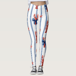Leggings Homard Rouge Blanc Bleu Patriotique Étoiles (5)
