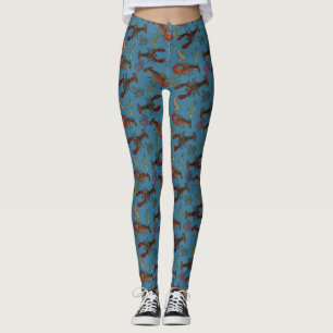 Leggings Homards dans la mer Bleue à motifs