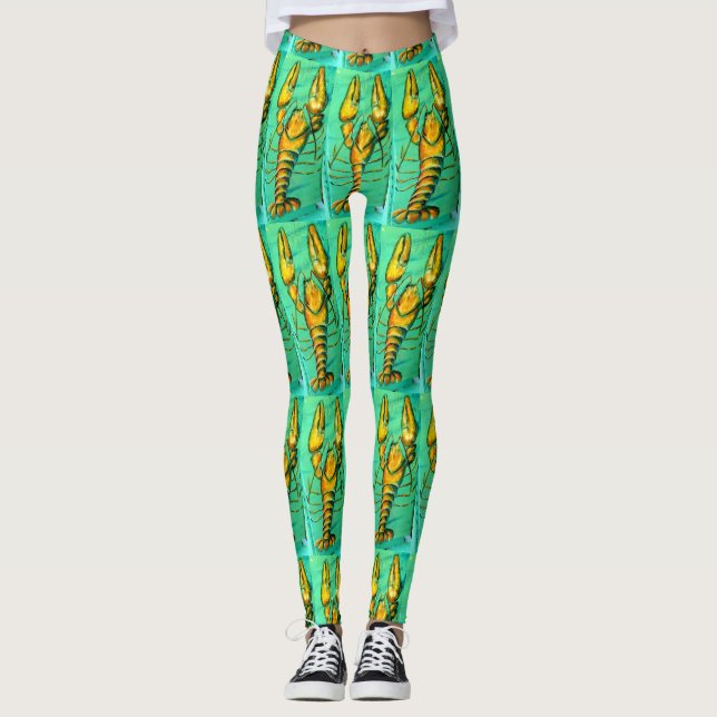 Leggings homards du Maine sur le vert (Devant)