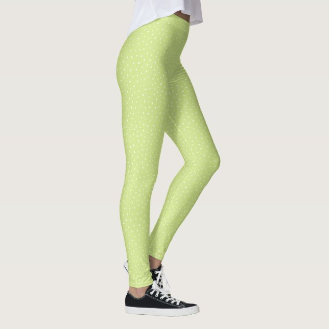 Leggings Honeydew Lime Green Pois Abstrait Motif (Droite)