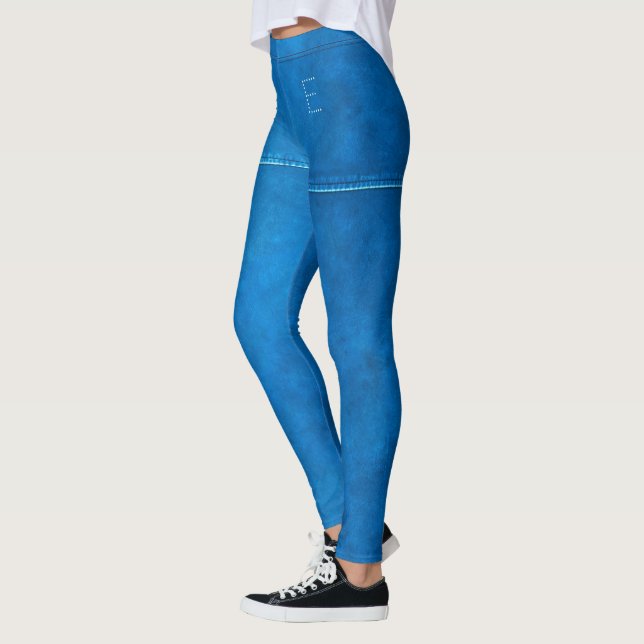 Leggings Honolulu Cuir Bleu et couture Chic sur mesure init (Gauche)