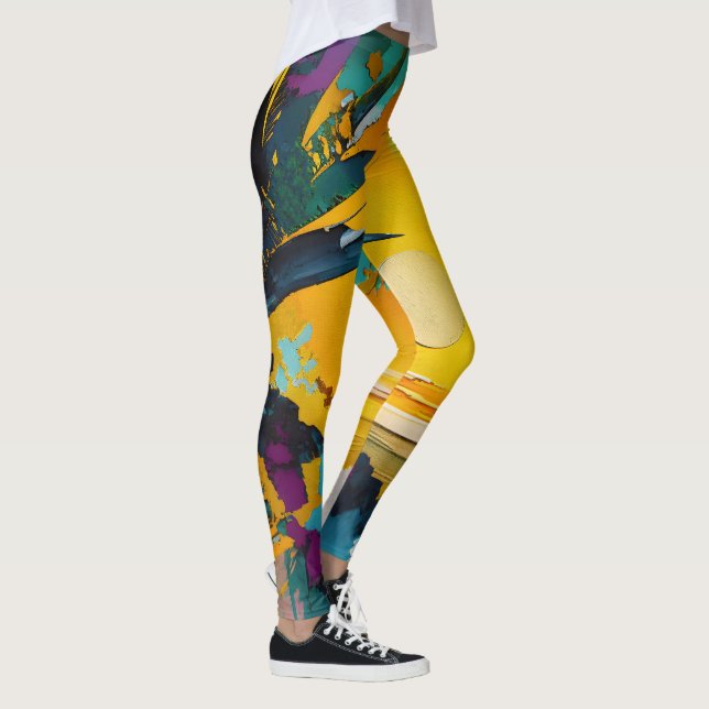 Leggings Horizon Doré – Coucher de Soleil Tropical Abstrait (Droite)