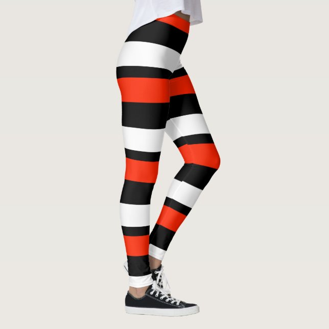 Leggings Horizontal-Rayé noir et blanc d'écarlate (Droite)