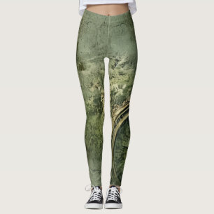 Leggings Horlogerie Steampunk Victorienne en Vert Emeraude