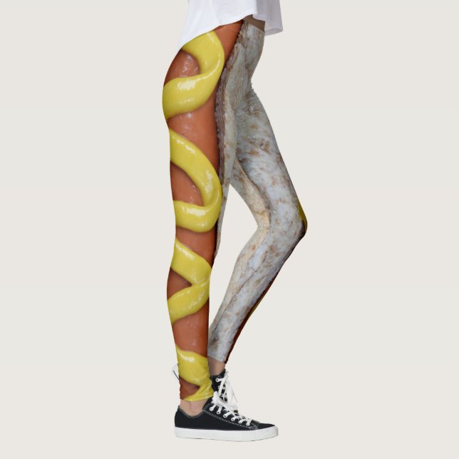 Leggings hot-dog délicieux avec la photographie de moutarde (Droite)