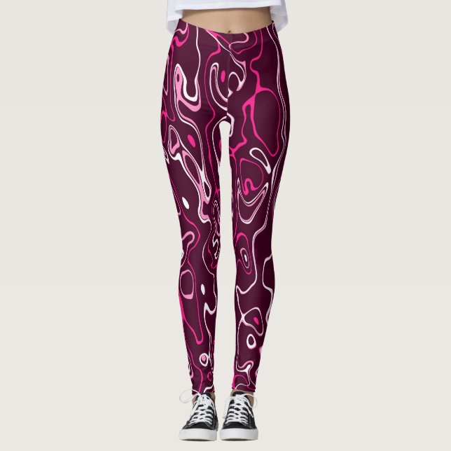 Leggings Hot pink damascus abstract swirls cool pattern (Devant)
