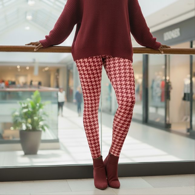 Leggings Houndstooth Pattern Pink & Red (Créateur téléchargé)