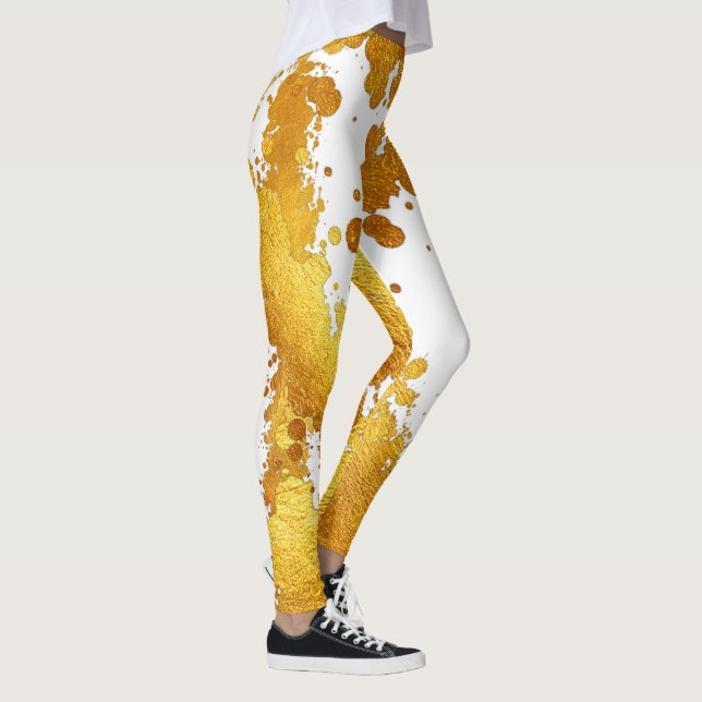 Leggings Huile d'or Luxury Paint Splter Splash Abstrait (Droite)