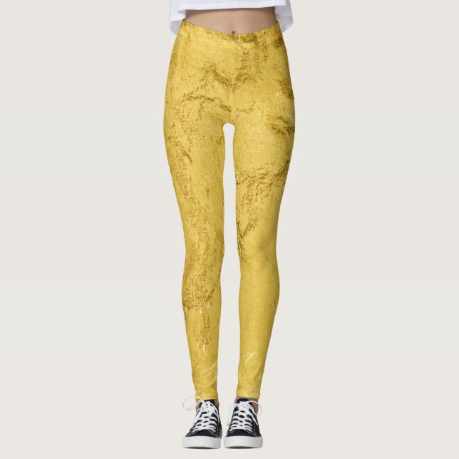 Leggings Huile d'or : Texture Abstraite brillante (Devant)