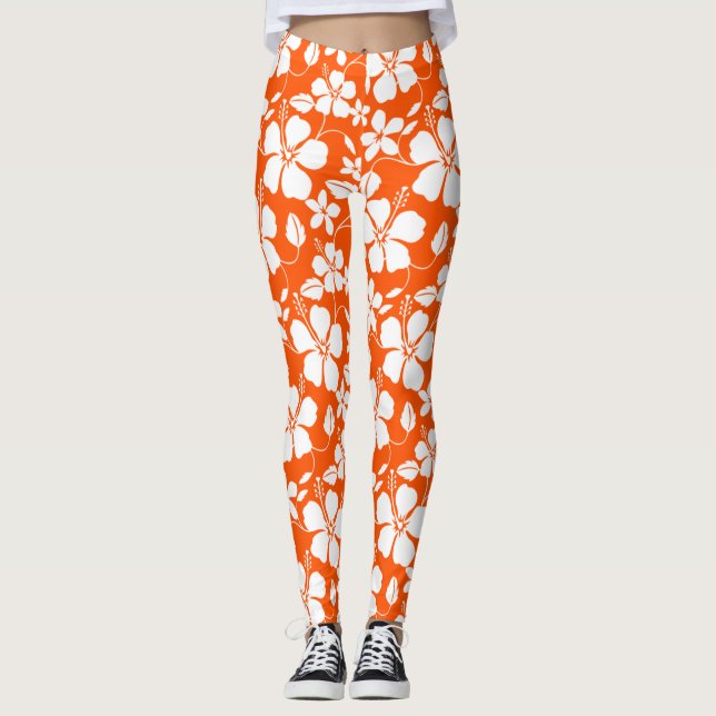 LEGGINGS HULA HAWAIEN (HIBISCUS) ORANGE (Devant)