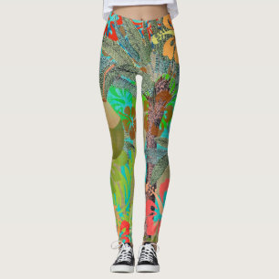 Leggings Hula Vintage Floral Graphisme Floral Hawaii