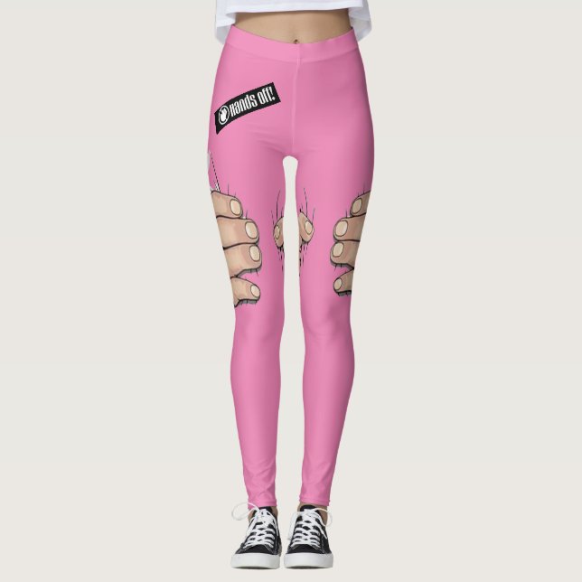 Leggings Humour rose rose risque pattes amusantes (Devant)