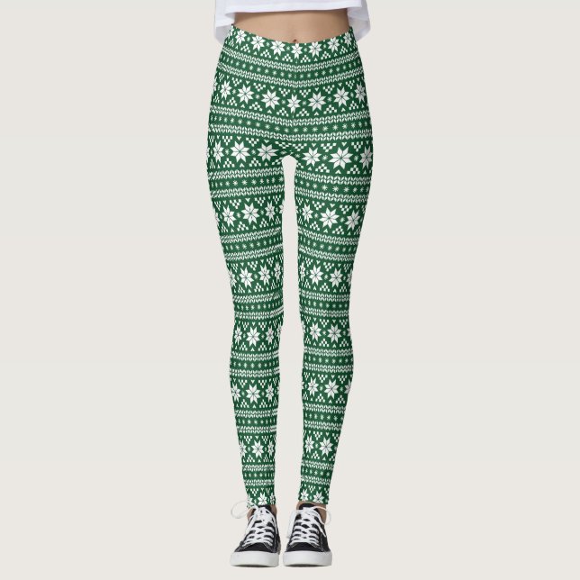 Leggings Hunter Green Fair Isle (Devant)