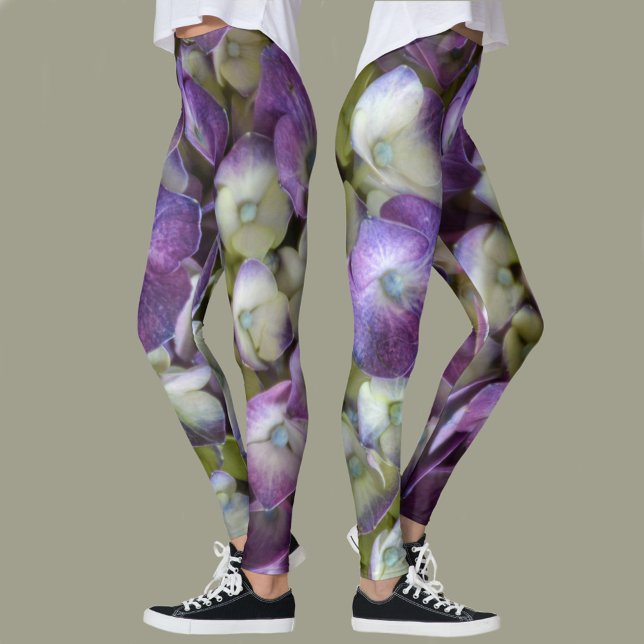 Leggings Hydrangea Violette Florale Botanique Photographiqu (Créateur téléchargé)
