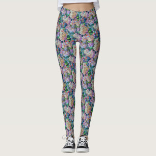 Leggings Hydrangée artistique Hortensia Art Abstrait floral