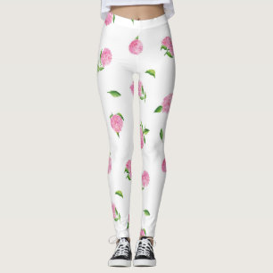 Leggings Hydrangée rose aquarelle