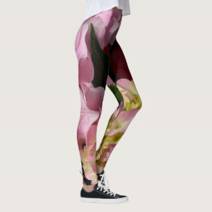 Leggings Hydrangées roses et crème