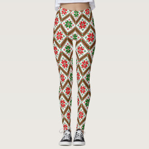 Leggings hygge cottagecore noël poinsettia