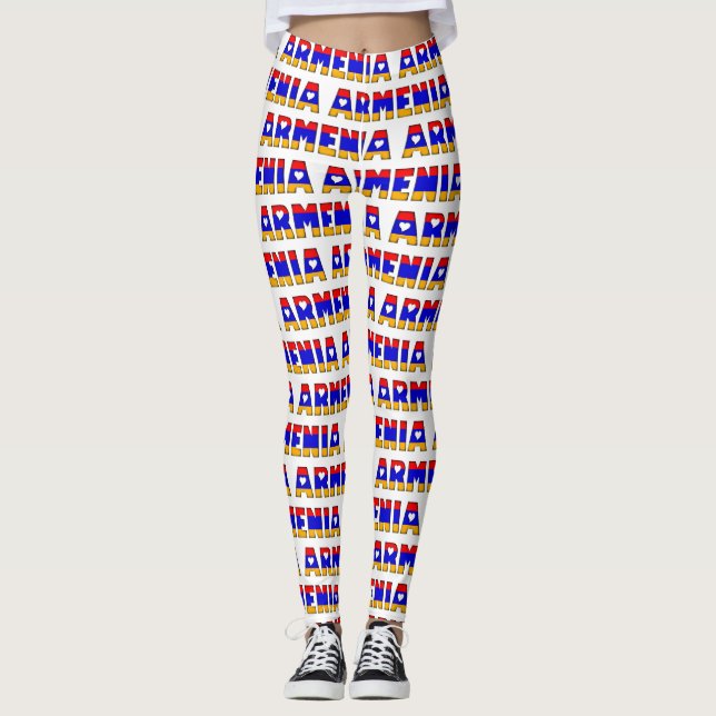 Leggings I Love Armenia Drapeau Couleurs Typographie Motif  (Devant)
