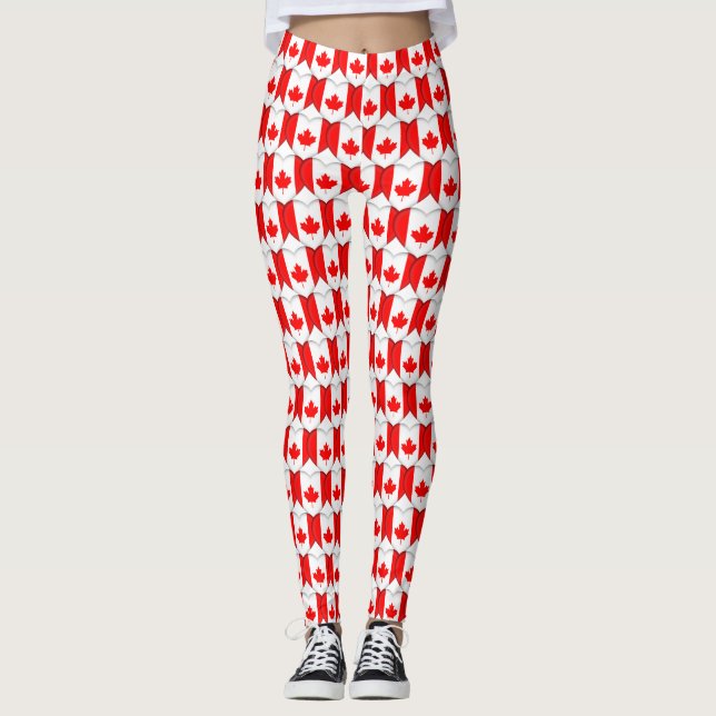 Leggings I Love Canada Drapeau canadien Maple Leaf Coeurs m (Devant)