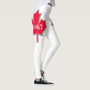 Leggings I LOVE Canada - Feuille d'érable rouge - Est 1867