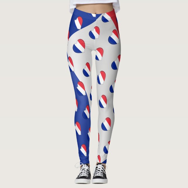 Leggings I Love France French Flag Hearts Motif Funny (Devant)