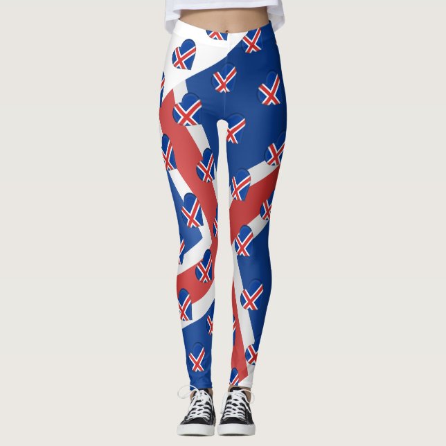 Leggings I Love Islande Drapeau islandais Couleurs amusante (Devant)