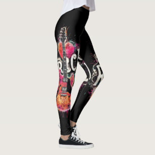 Leggings I Love Rock N Roll Guitare Électrique Peinture