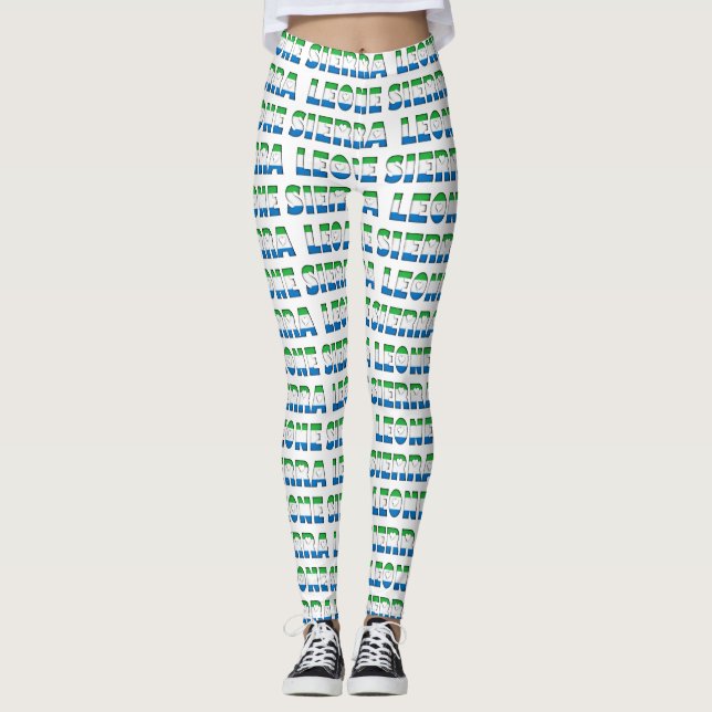 Leggings I Love Sierra Leone Drapeau couleurs Motif de typo (Devant)