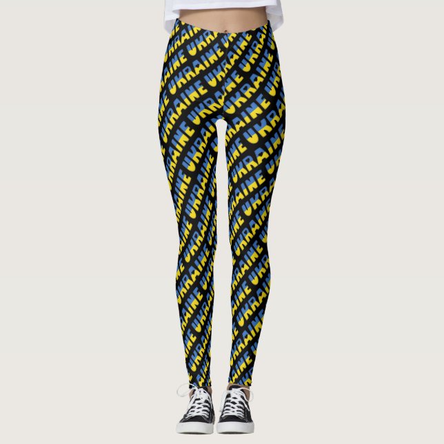 Leggings I Love Ukraine Drapeau Couleurs Typographie Texte  (Devant)