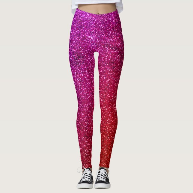 Leggings I love you chic pink glitter background (Devant)