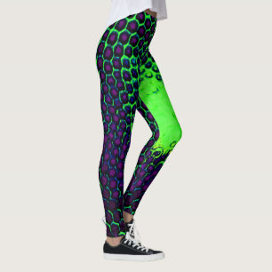 Leggings Icône de miel Abstraite Design vert et violet
