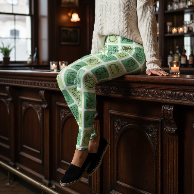 Leggings Icônes dessinées à la main de la Saint-Patrick ID6 (Créateur téléchargé)