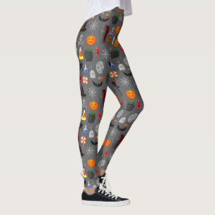 Leggings Icônes d'Halloween gris Motif