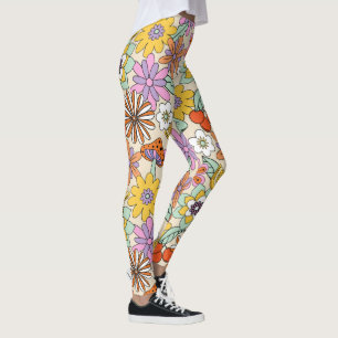 Leggings ID d'alimentation Fleur les années 70 super929