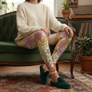 Leggings ID d'alimentation Fleur les années 70 super929