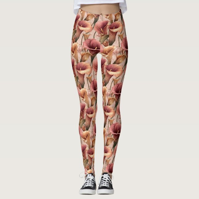 Leggings Idées de cadeaux charmants de lys calla de gym pêc (Devant)