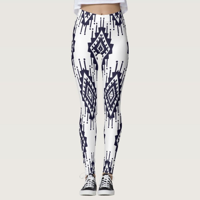 Leggings Ikat Boho Aztec Textile Motif (Devant)