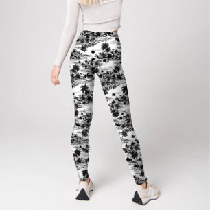Leggings Île tropicale Hawaiian Black & White Modern