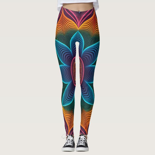 Leggings Illusion de vague psychédélique | Néon 3D transpar (Devant)