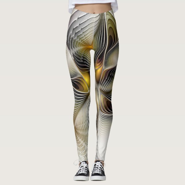 Leggings Illusion Optique Abstrait 3D Fractal Avec Profonde (Devant)