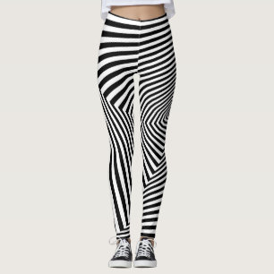 Leggings Illusion optique : Abstraite géométrique rayée.