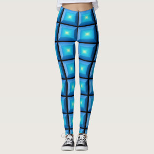 Leggings Illusion optique Aqua Abstrait rectangulaire
