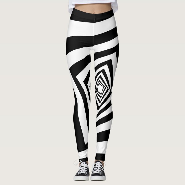 Leggings Illusion optique Cool noir et blanc (Devant)