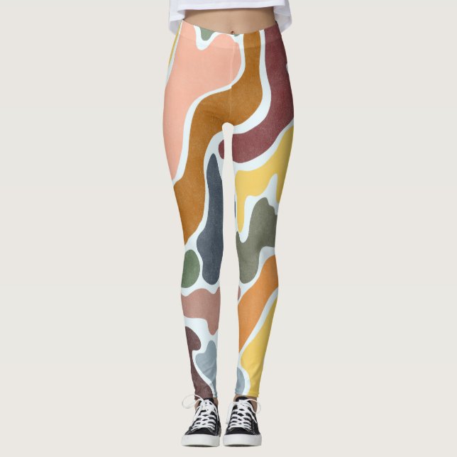 Leggings Illustration abstraite moderne aux tons terreux. (Devant)